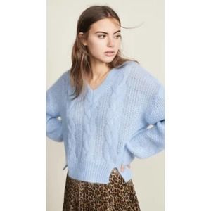 Baum und Pferdgarten Sweater Blue Coralie Mohair Wool Cable Knit Pullover Sz XS